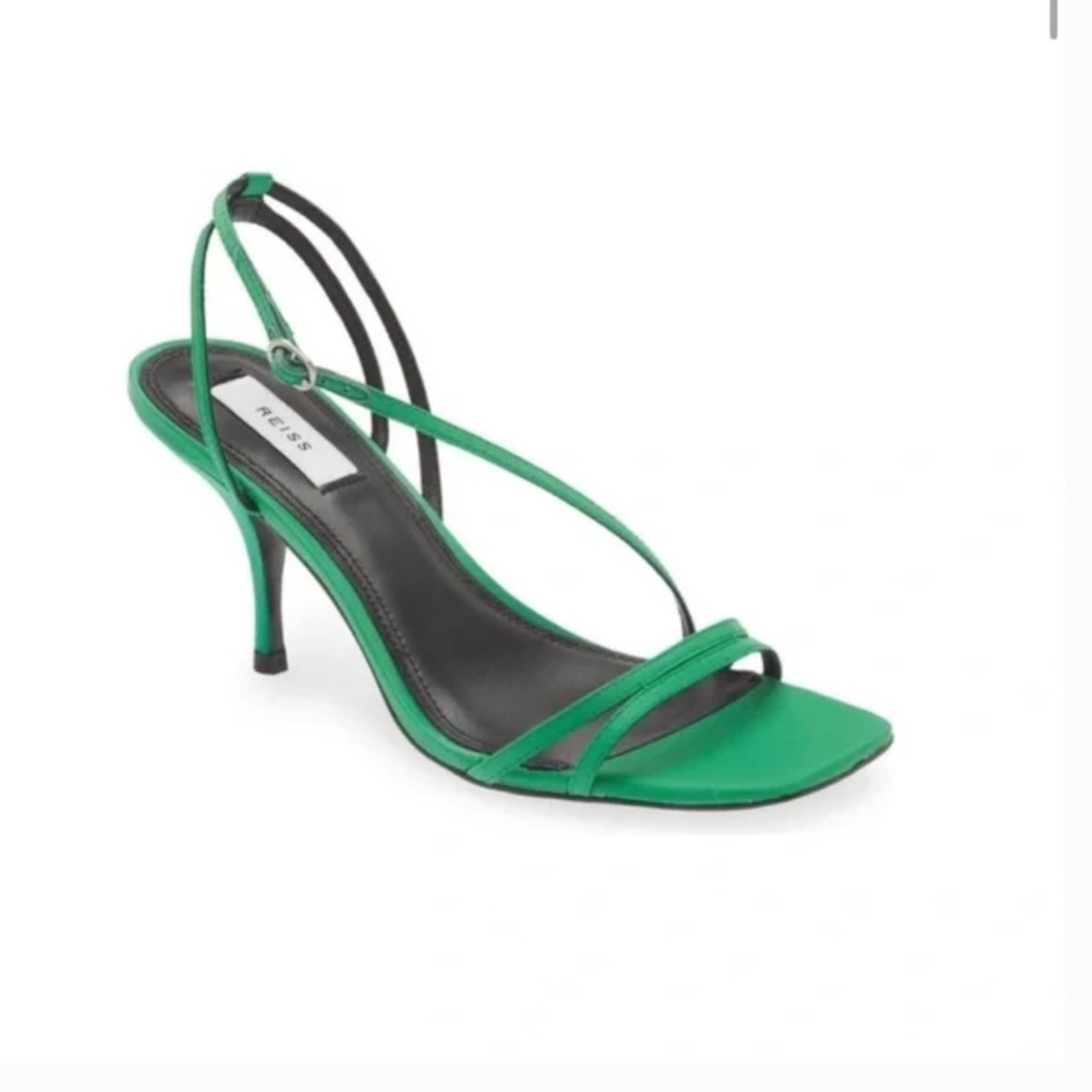 Reiss Bali Emerald Green Midi Heels Strappy Sandals size EU 38 - Picture 2 of 16